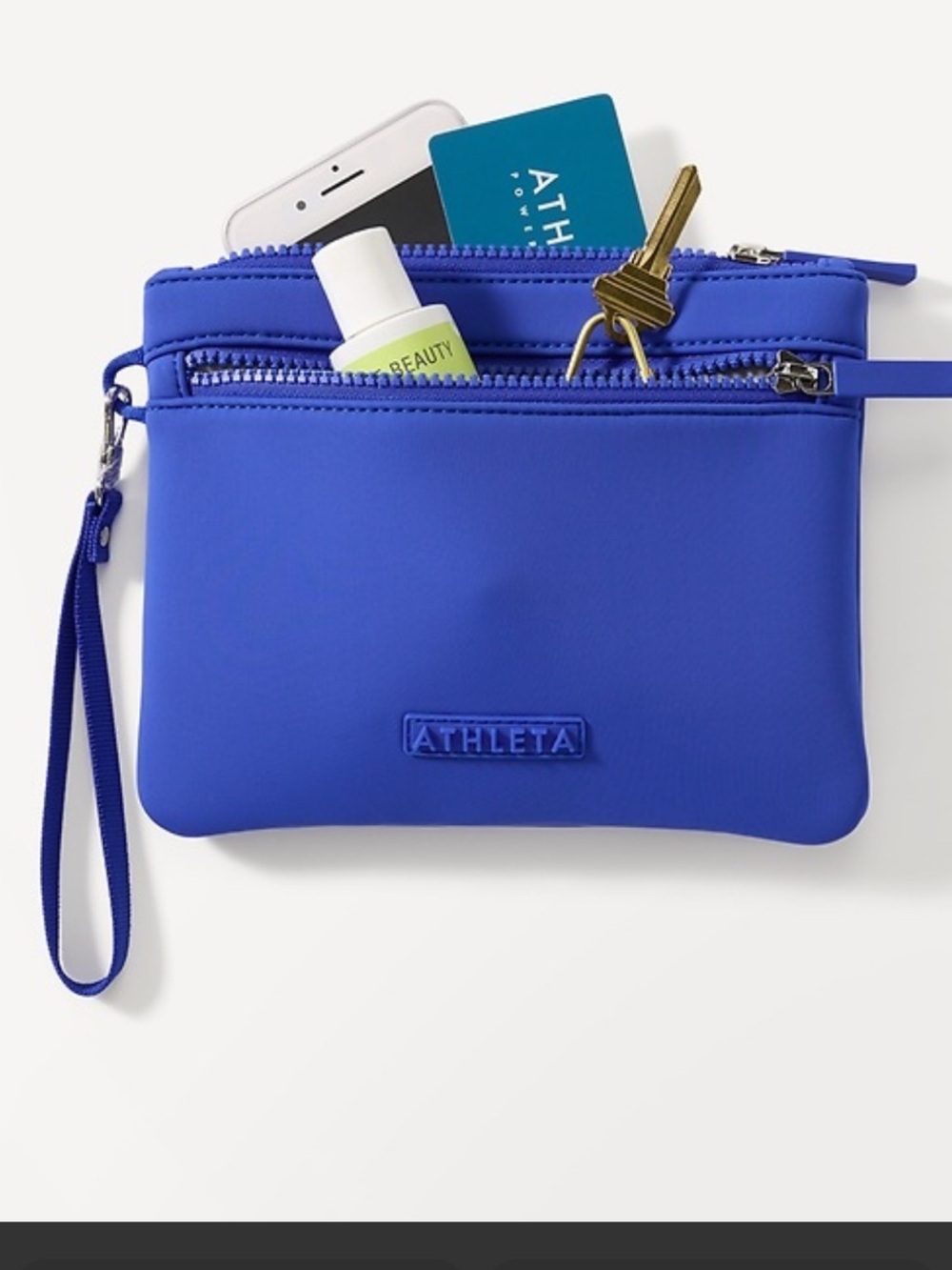 Athleta Cobalt Blue Double-Zip Wristlet Pouch